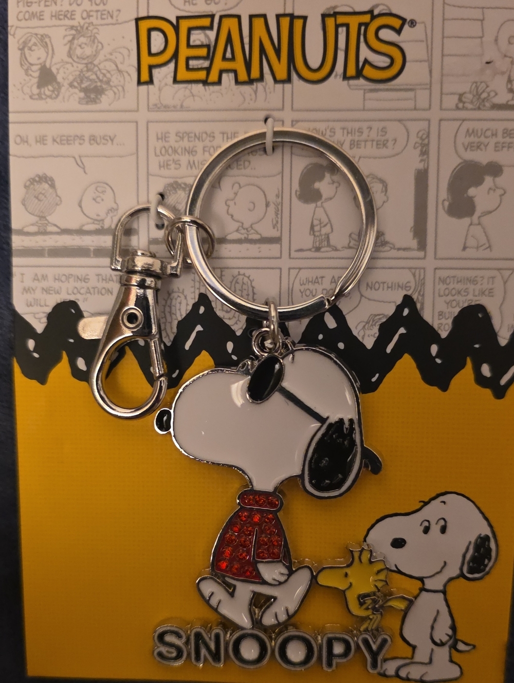2.2k Views!😍Peanuts Snoopy White & Red Enamel Keychain Or Bag Charm Nwt